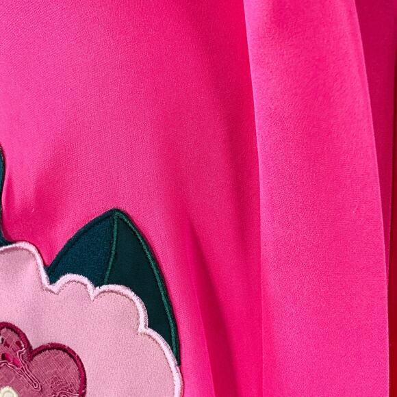 DOLCE & GABBANA Size 4 Pink Multi Color Silk Applique Belted Maxi Dress - Picture 10 of 13